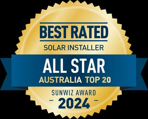 Best Rated Solar Installer, All Star Australia Top 20 — SunWiz Award 2024