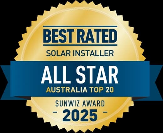 Best Rated Solar Installer, All Star Australia Top 20 — SunWiz Award 2025